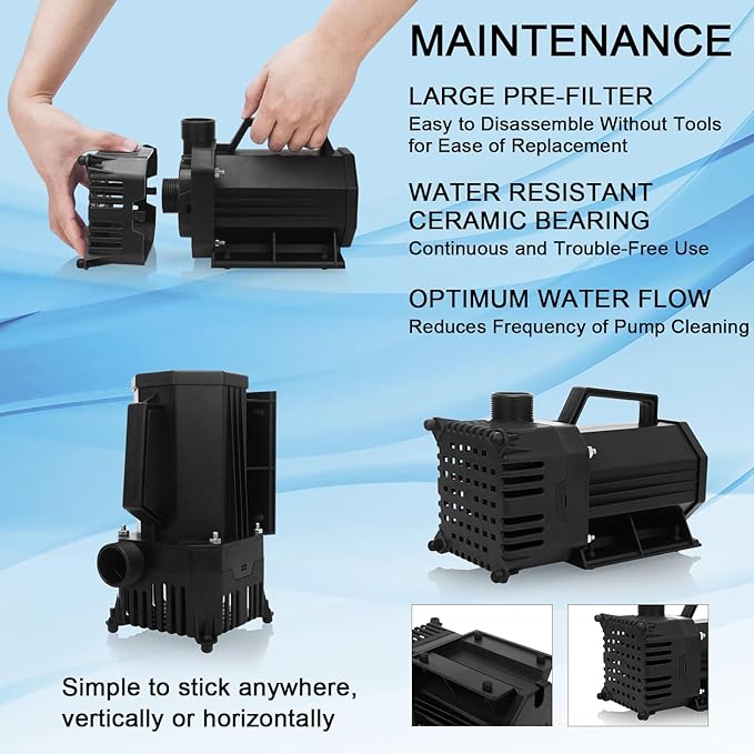 BARST 2110GPH Submersible Water Pump UL Certified Pond Pump with 25FT Cord, 200W High Flow Water Fountain Pump Waterfall Pump For Outdoor Ponds,Fountain, Waterfall, Koi Pond