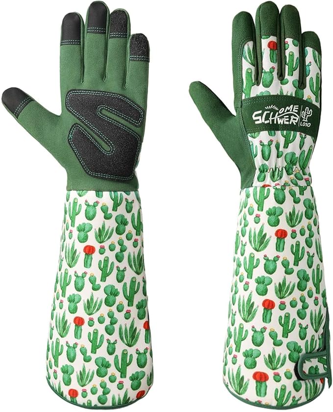 Schwer Gardening Gloves for Women, Rose Pruning Gloves with Forearm Protection, Touchscreen, Fingertip & Palm Strengthening, Breathable & Comfortable Long Garden Glove for Yard, Gardening Gifts, XL