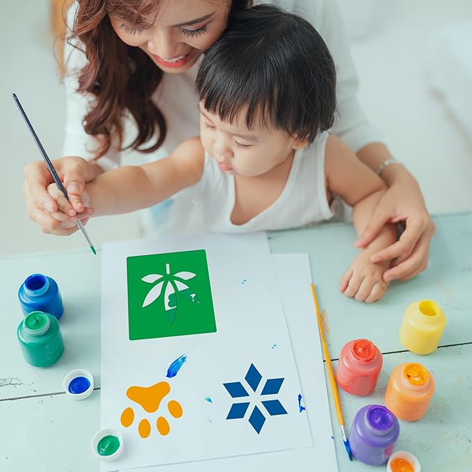 24 PCS Sidewalk Chalk Stencils for Kids 5 Inch Sidewalk Chalk Stencils Outside Stencil for Painting Garden Themed Kids Style Collection