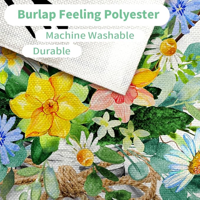CROWNED BEAUTY Spring Floral Garden Flag Mason Jar 12x18 Inch Double Sided Small Burlap Seasonal Holiday Flag for Outside Yard Welcome CF1377-12