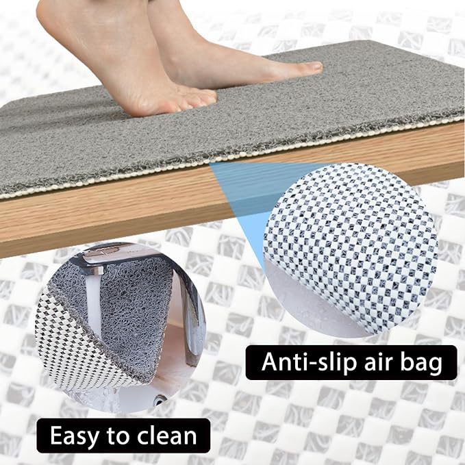 Nogrit Boho Bath Mats for Bathroom, Non Slip Shower Mat for Bathroom Floor, Boho Front Door Mat and Forest Mountain Bathroom Mat, PVC Coil Mat 17x30