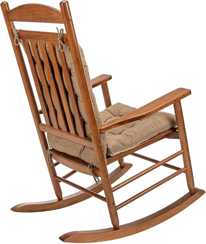Rocking Chair Cushions Comfortable Tufted Seat Cushion Pads Non-Skid Backed Set of Backrest Cushion and Seat Bottom for Porch Rocker Adirondack Chair (Tan, Backrest-24X17,Bottom-17x17)