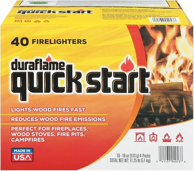 Duraflame Quick Start Firelighters – 40 Count Case | Instant, Clean & Reliable Fire Starting for Fireplaces, Grills, Fire Pits & Camping Adventures