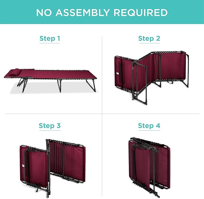 Best Choice Products Patio Chaise Lounge Chair, Portable Outdoor Folding Recliner for Lawn, w/ 8 Positions, Handles, 300lb Capacity - Wine Red