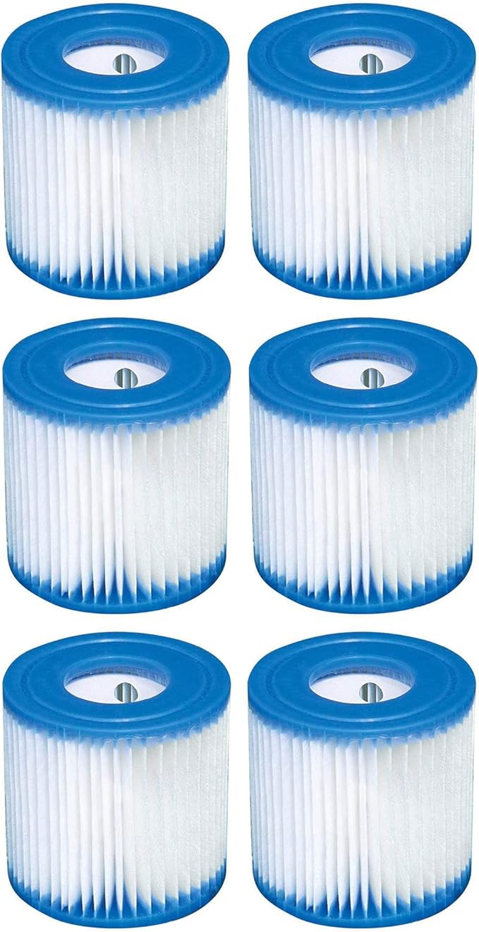 INTEX Pool Metal Frame 10'x30" Round Outdoor Swimming Pool Set with 330 GPH Filter Pump, Pool Cover, and Type H Filter Cartridge Replacements (6 pack)