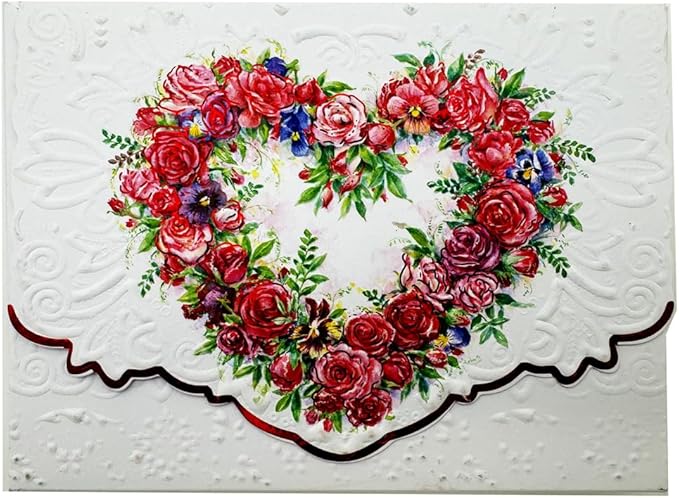 Poster Foundry Set of 3 - Rose Heart Valentine Day Love Boxed Note Cards by Carol Wilson. 10 embossed 4x5 Die-Cut Notecards and Matching Envelopes in Decorative Gift Box with Magnetic Flap. NCP2149