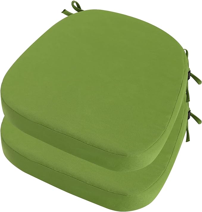 idee-home Outdoor Chair Cushions Set of 2, 19" x 19" x 2" Thick D-Shaped Patio Furniture Outdoor Seat Cushions Waterproof with Ties, Dining Pads