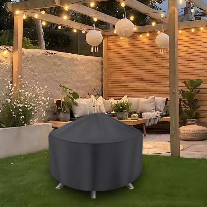 Round Fire Pit Cover for 30-36 Inch Firepit, Heavy Duty Outdoor Patio Fireplace Covers - Waterproof Dustproof Anti UV and Tear Resistant