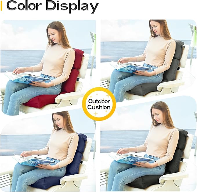 MAGIC ELEPHANT High Back Chair Cushion, Indoor Outdoor Memory Foam Chair Cushion with Ties for Adirondack and Rocking Chair, Waterproof Replacement Patio Cushion for Chair (Red)