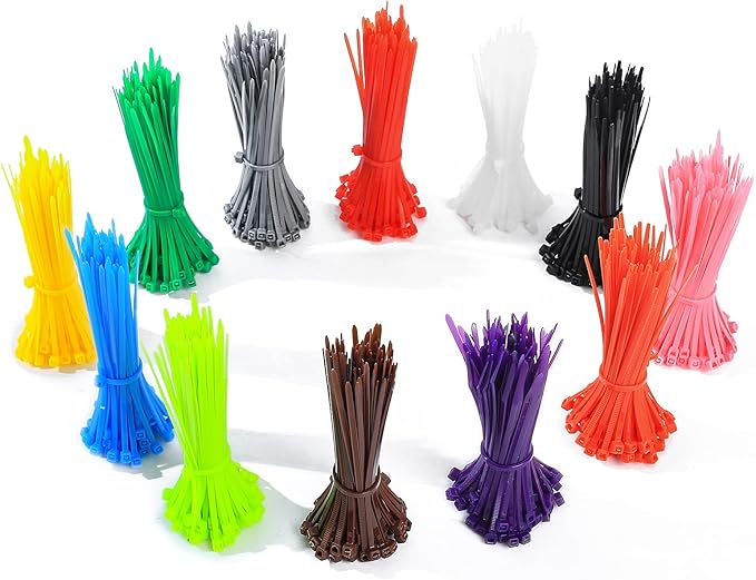 HexinYigjly1200 Pcs Mixed Colored Zip Ties, 4 Inch Multicolor Self-Locking Nylon Cable Zip Ties, 12 Assorted Colorful Cable Ties Resistant for Home Office Garden Garage Workshop chicken leg bands