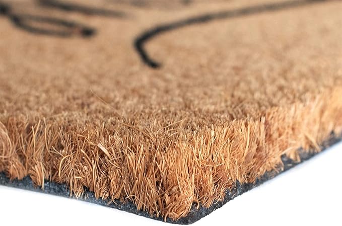 LuxUrux Welcome Mats Outdoor Coco Coir Doormat, with Heavy-Duty PVC Backing - Natural - Perfect Color/Sizing for Outdoor/Indoor uses. (17 x 30 inch, Welcome Khaki)