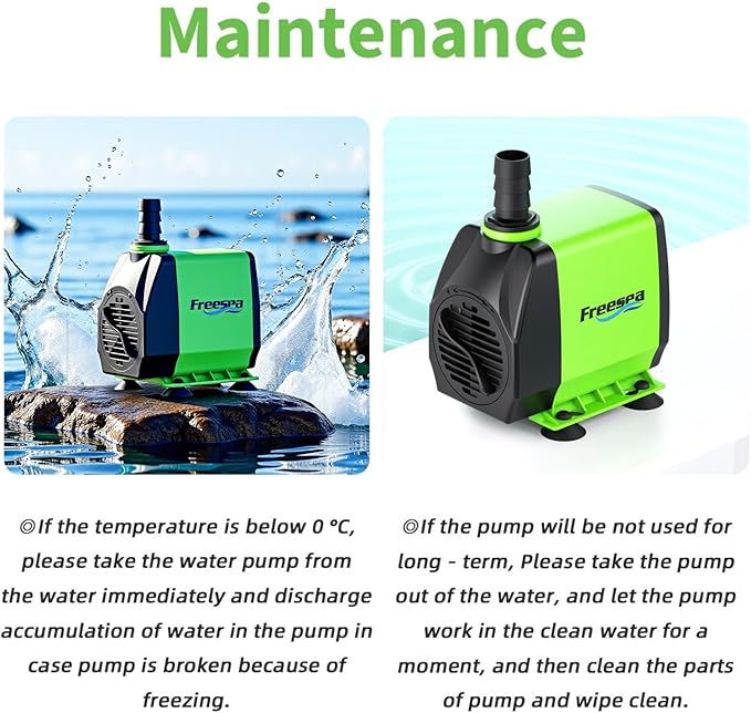 FREESEA Fountain Submersible Water Pump: 800GPH 45W Adjustable Small Pond Pump with 5ft Tubing Hose and 3 Nozzles 10ft High Lift for Outdoor | Hydroponics | Waterfall | Aquarium | Fish tank