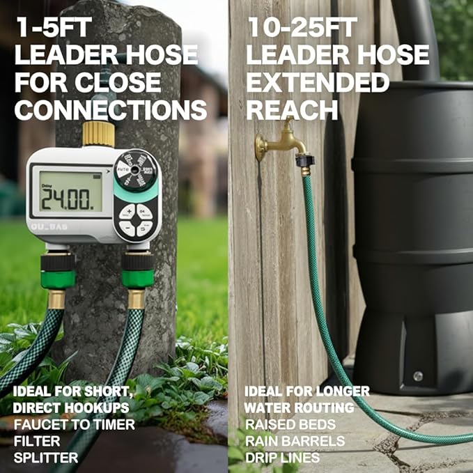Garden Hose Leakproof for Gardener: 1/2” PVC Water Hoses with GHT Fittings - 2 FT No Kink and Flexible for Outdoor