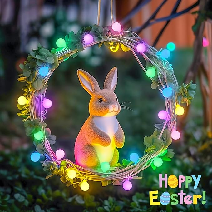 JMEXSUSS 100 LED Easter Lights Battery Operated, 33ft Multicolor Globe String Lights with Remote, 8 Mode Fairy Light Indoor Outdoor Waterproof for Bedroom Room Party Easter Decoration