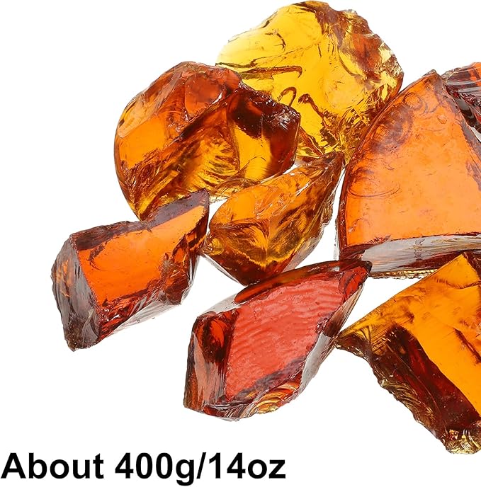 uxcell Fire Glass for Fire Pit, 3-5cm(1-1/5"to 2") High Luster Reflective Glass Rocks for Natural or Propane Fireplace, Safe for Outdoors and Indoors Fire Pit Glass, Brown, 400g/14oz