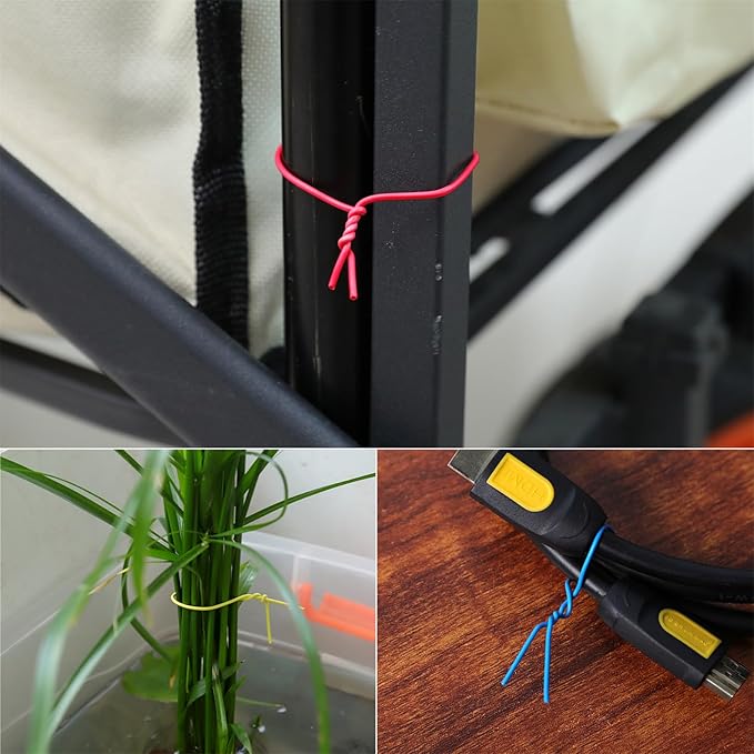 Tangyinrd 200 Pcs 6 inch Garden Twist Tie, Round Plastic Twist Ties for Plants, Vines and Wrapping Cords or Christmas Tree Gardening Plants Growth and Care, Office Home Cable Organization (White)