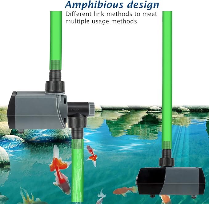 WaterRebirth HSUP5000F Versatile Submersible Pump - Fountain Jets for Ponds, Fish Tanks, Water Gardens - Aquarium & Pond Pump (5000L/H)
