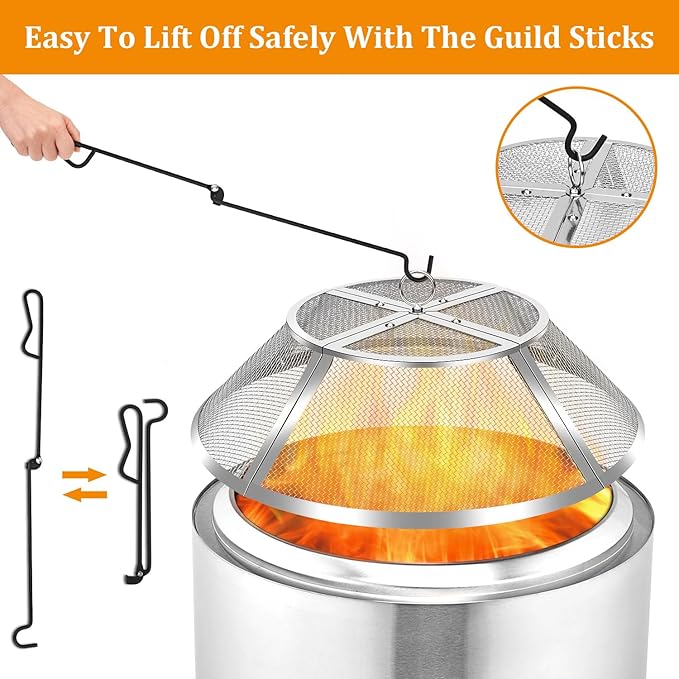 Fire Pit Shield for Solo Stove Ranger 15 Inch,Stainless Steel Spark Screen for Solo Ranger,Fire Pits Mesh Protector Cover Top Sparks Guard Outdoor Heavy Duty for Hot Embers-Silver