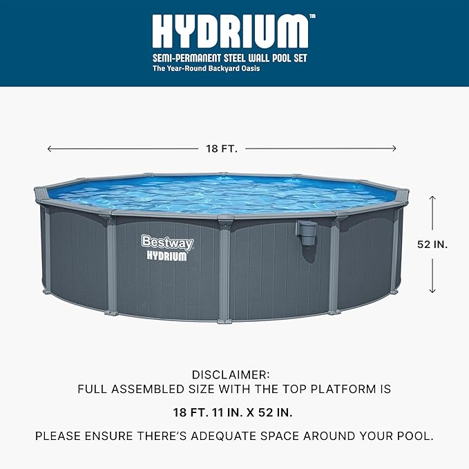 Bestway Hydrium 18' x 52" Round Steel Wall Above Ground Pool Set