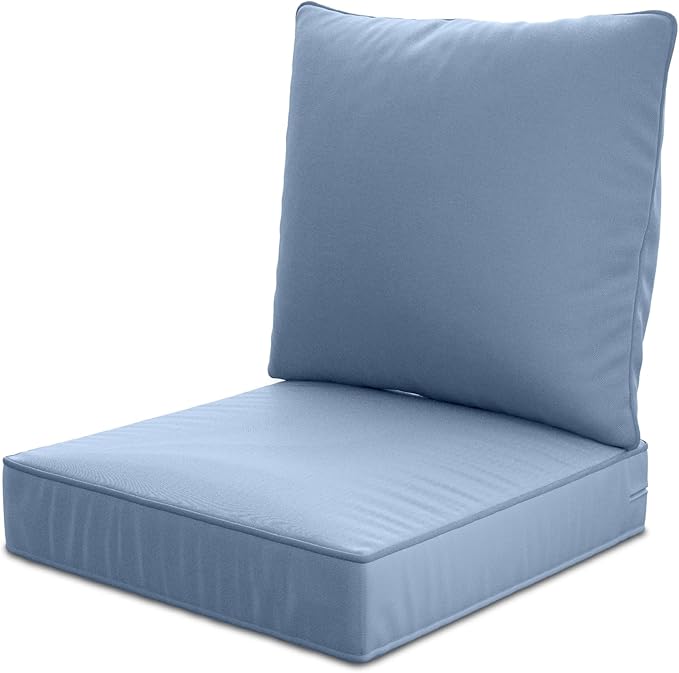 22" x 22" x 6" Outdoor Deep Seat Cushions - Waterproof & Fade Resistant Patio Furniture Replacement Cushions, Non-Slip Outdoor Cushions Fit Loveseats, Couches, Chairs, and Sofas
