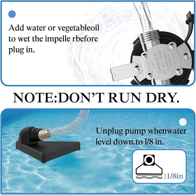 120V Electric Water Pump - 330 GPH Utility Pump, 1/10 HP for Rain Barrel, Garden Hose, Ponds, Pools, Aquariums, Hot Tubs