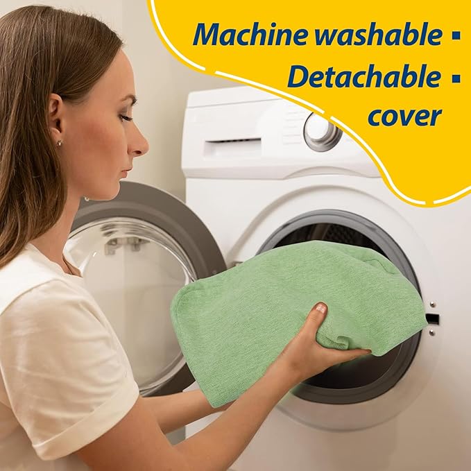 AAAAAcessories D-Shaped Chair Cushions, 2" Thick Dining Chair Pads with Ties and Removable, Machine-Washable Cover, 17" x 16", Set of 2, Pear Green