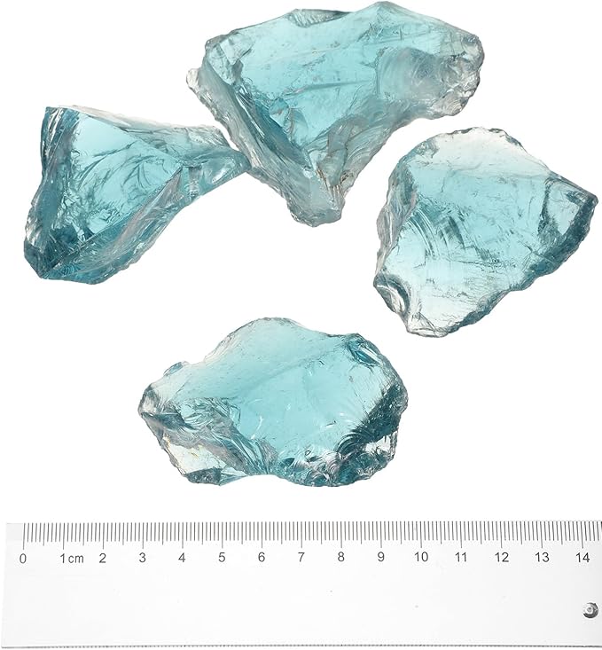 uxcell Fire Glass for Fire Pit, 5-8cm(2"-3.1") High Luster Reflective Glass Rocks for Natural or Propane Fireplace, Safe for Outdoors and Indoors Fire Pit Glass, Turquoise, 400g/14oz