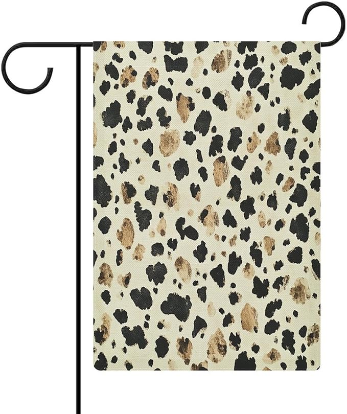 Cow Print Small Garden Flag Double Sided Burlap 12×18 Inch Cow Print Flag Welcome Farmhouse Garden Outdoor Flags Yard Outdoor Decoration