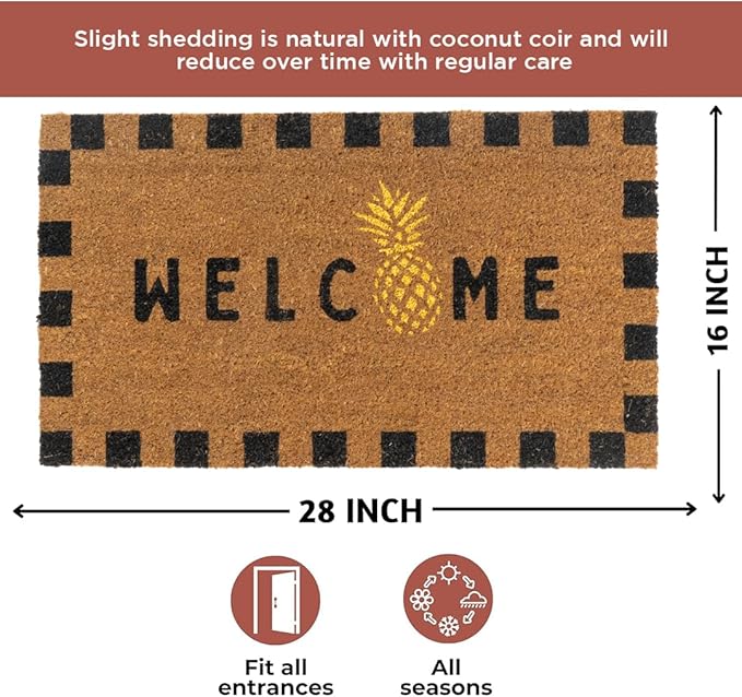 Folkulture Welcome Matt Outdoor | 16 x 28 Door Mats for Front Door Mat Outside Entrance | Eco Friendly | Welcome-Mats Cute | Coir Door Mats | Outdoor Decor for Home | Durable & Anti Slip