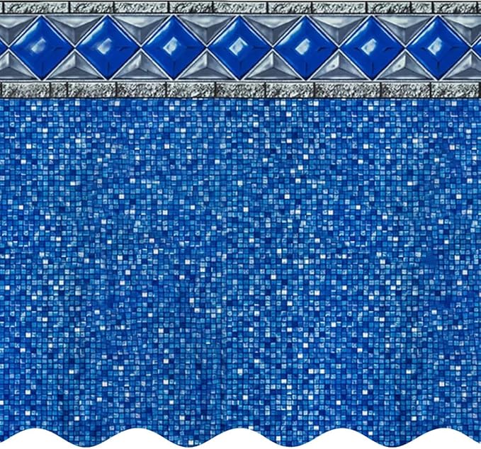 Smartline 28 ft Round Swimming Pool Liner | Crystal Tile | Unibead Style | 54 Inch Wall Height | 20 Gauge Heavy Duty Virgin Vinyl | Designed for Steel Sided Above Ground Pools