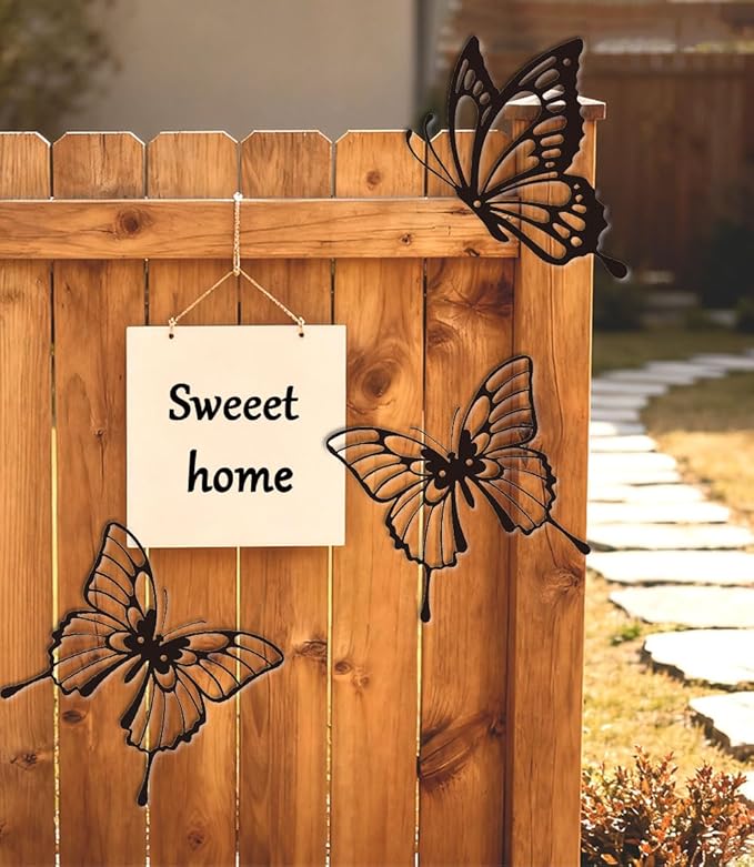 Large Butterflies Metal Wall Decor - 3 Pack Elegant Rust-Proof Butterfly Wall Art for Indoor & Outdoor - Farmhouse Living Room, Bedroom, Bathroom, Patio Decor, Unique Housewarming Gift Idea