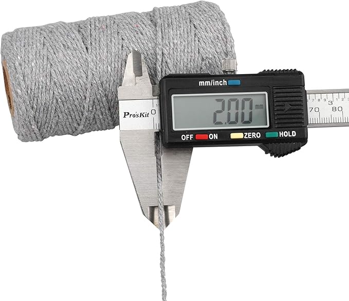 G2PLUS 328 Feet 2MM Natural Cotton String for Crafts,Gift Wrapping Twine,Arts & Crafts, Home Decor, Gift Packaging (Grey)