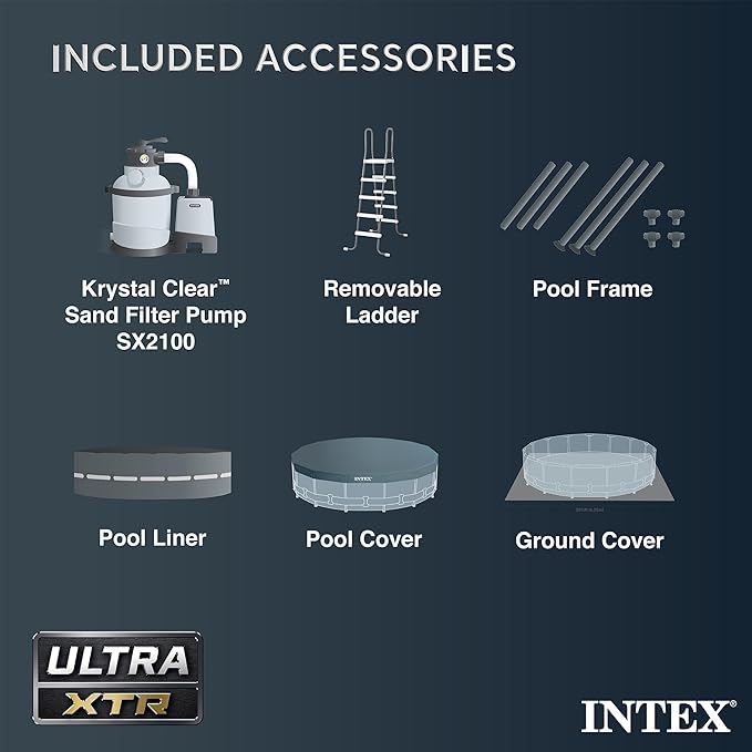 INTEX 26329EH Ultra XTR 18ft x 52in Above Ground Swimming Pool Set with Sand Filter Pump and Deluxe Automatic Vacuum Cleaner