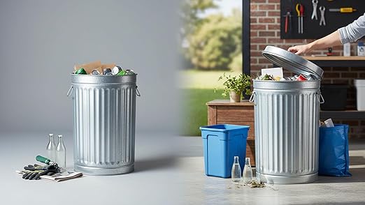 20 Gallon Galvanized Steel Trash Can, Multicolor - Metal Container with Lid for Home, Kitchen, Outdoor Patio, and Camping
