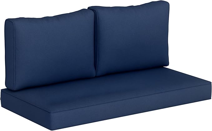 Outsunny 2 Seat Patio Furniture Cushions, 46x26x5 in, Thick Outdoor Loveseat Cushion Set with Removable Cover, Fade-Resistant Replacement Cushions for Outdoor Furniture, Couch, Bench, Swing, Navy Blue