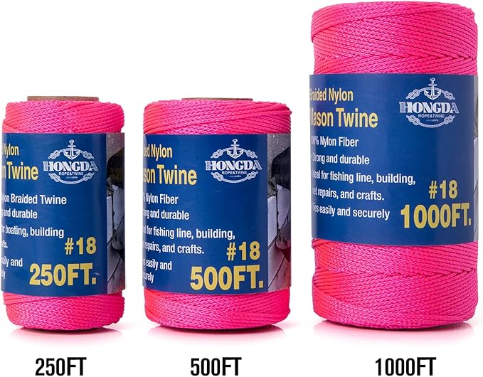 HONGDA Mason Line, 250 Feet #18 Braided Nylon Mason line String Perfect for Masonry Jobs and for The Layout of General Construction, Gardening, DIY Project, White
