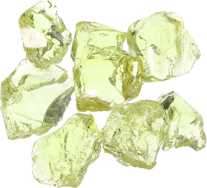 uxcell Fire Glass for Fire Pit, 3-5cm(1-1/5"to 2") High Luster Reflective Glass Rocks for Natural or Propane Fireplace, Safe for Outdoors and Indoors, Olive Green, 400g/14oz