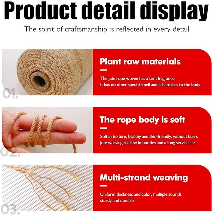 2MM Natural Jute Twine String — 800Ft Brown Durable Jute Rope, Used for Hand Crochet, Climbing Plant, Gardening Flowers, Home Decorations, Art Crafts Gift Packaging, Weddings, Christmas
