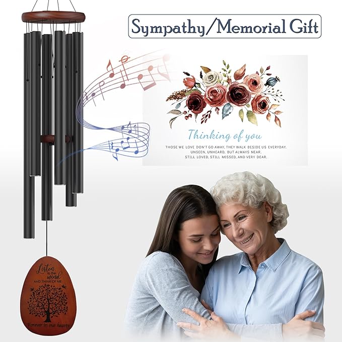 Tree of Life Memorial Wind Chimes for Loss of Loved One, Wind Chimes in Memory of a Loved One for Outside, Memorial & Sympathy Gifts for Bereavement,Condolence,Funeral