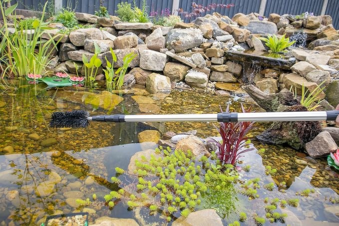 PondH2o Water Garden Koi Fish Pond Brush with Telescoping Handle to 70 Inch, Scrubbing Brush for Routine Water Garden Koi Fish Pond Maintenance & Cleaning