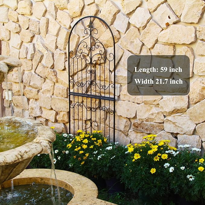 Garden Trellis for Climbing Plants 59" H x 21.6" W Metal Unique Design Decorative Garden Structure Weather-Resistant Trellises Outdoor Decor Flowers Roses Vine Ivy Clematis