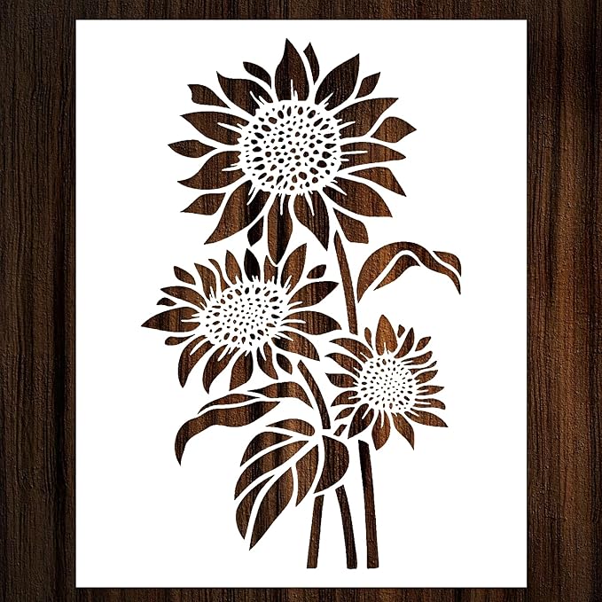 Large Sunflower Painting Stencils - 15x12Inch Flower Template Reusable - Drawing Plants Theme Decoration on Wood, Home, Garden, Outdoor Fence and DIY Projects
