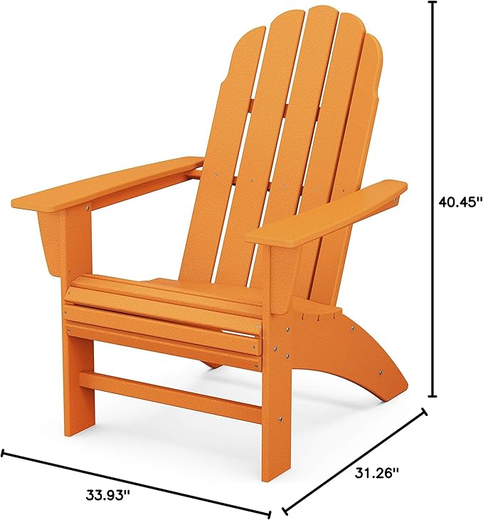 POLYWOOD Vineyard Curveback Adirondack Chair, Tangerine - Premium HDPE Outdoor Patio Furniture - Classic Curved Back Design - Fade-Resistant Poly Lumber - Comfortable Deck & Garden Seating