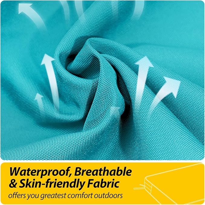 AAAAAcessories Outdoor Seat Cushions for Chairs, Waterproof, Fade-Resistant, 21" x 21" x 3", Patio Furniture Replacement Cushions, Set of 2, Turquoise Blue