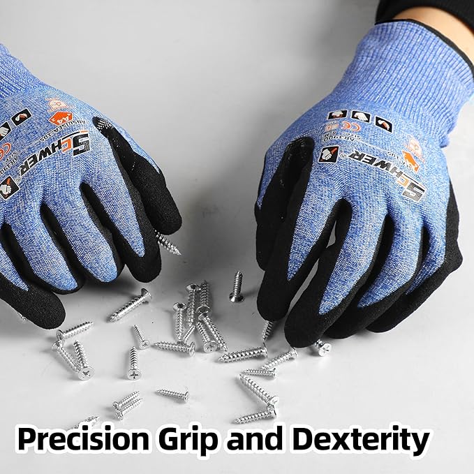 Schwer A4 AIR-SKIN Cut Resistant Work Gloves with Extreme Lightweight & Thin, Grip Gloves for Fishing, Refined Work, Mechanic, Gardening Gifts, Touch-Screen, 3D-Comfort Fit, 1 Pair, M, AR3900