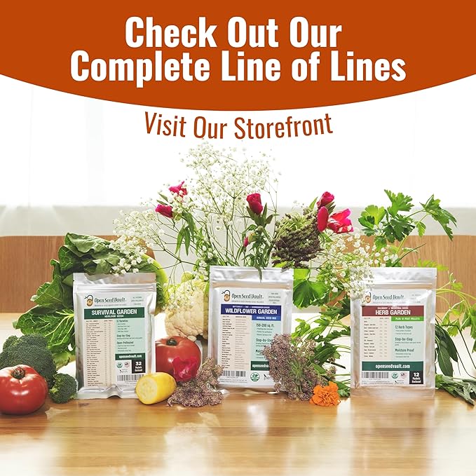 Open Seed Vault |15,000 Heirloom Seeds | 32 Seed Types | Survival Seeds | 2026 Season | Non GMO Vegetable and Fruit Seeds | Planting Outdoor & Indoor Garden