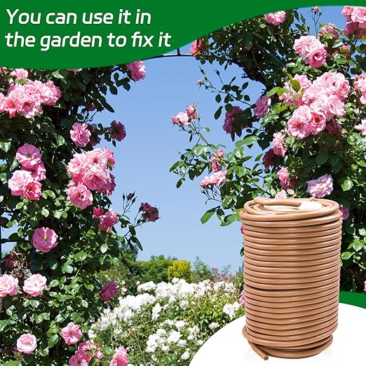 1 Roll Flexible Plant Ties, 65 ft Soft Plant Ties Garden Twist Ties for Outdoor Plants, 3.5 mm Garden Ties for Climbing Plants, Flowers, Tomatoes, Plant Support, Home Office Organization (Brown)