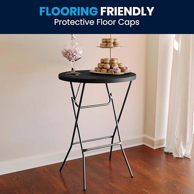 Flash Furniture Elon Round Folding Bar Height Table for Parties and Commercial Events, Indoor/Outdoor Plastic Bar Height Folding Table, 32", Black