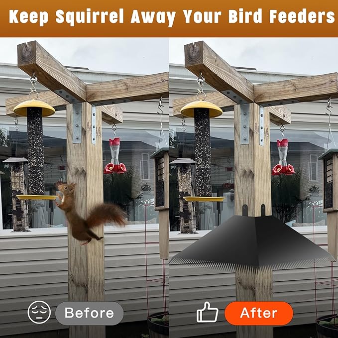 Metal Squirrel Baffles with Spikes - Galvanized Steel Squirrel Guards for 4x4 Posts and Bird Feeder Poles - Keeps Squirrels and Raccoons out of Birdhouses (1 Pack)