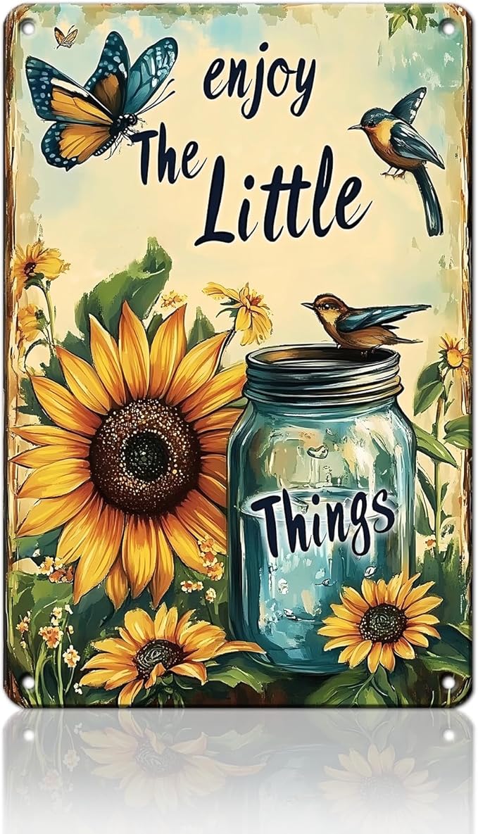 Flowers Vintage Tin Sig Flowers Metal Tin Sig Retro Sign for Home Bar Office Outdoor Wall Decor 8x12inch